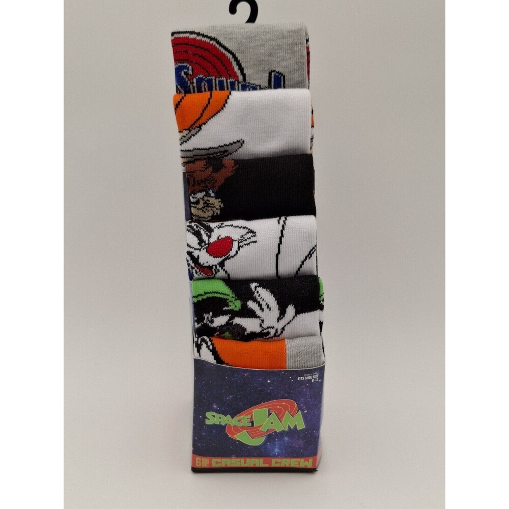 Space Jam Casual Crew Socks Bioworld 6 Pk Sz 8-12